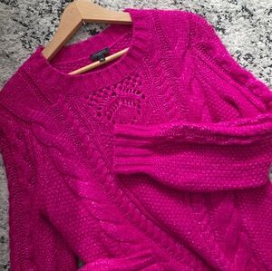 Talbots Petites Cableknit Sweater Wool Acrylic Preppy Cottage Core Pink Womns MP